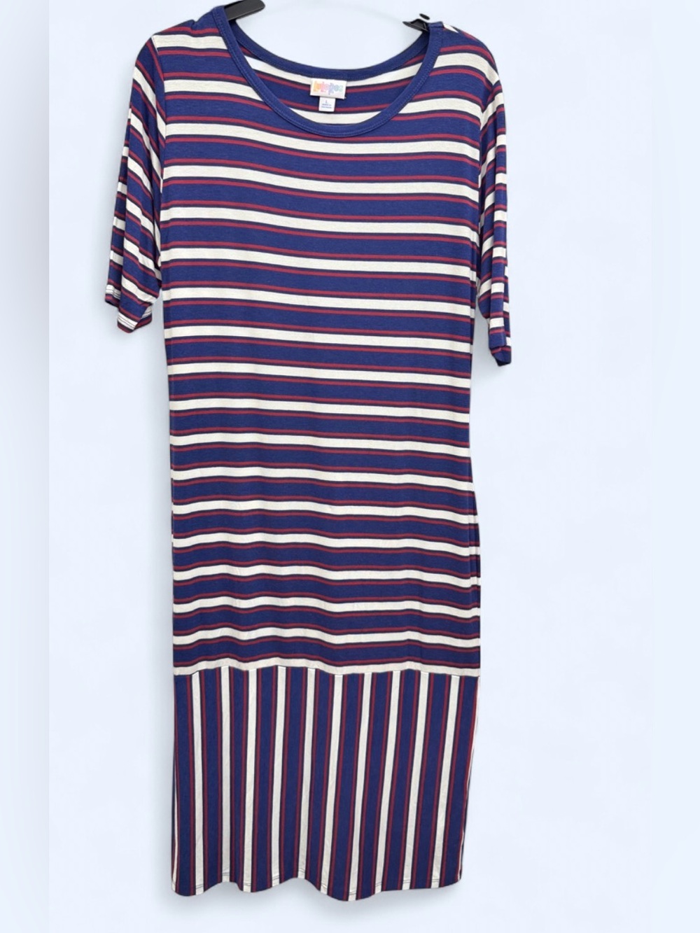 NWT LulaRoe Americana Striped USA Julia Bodycon Dress Size Large
